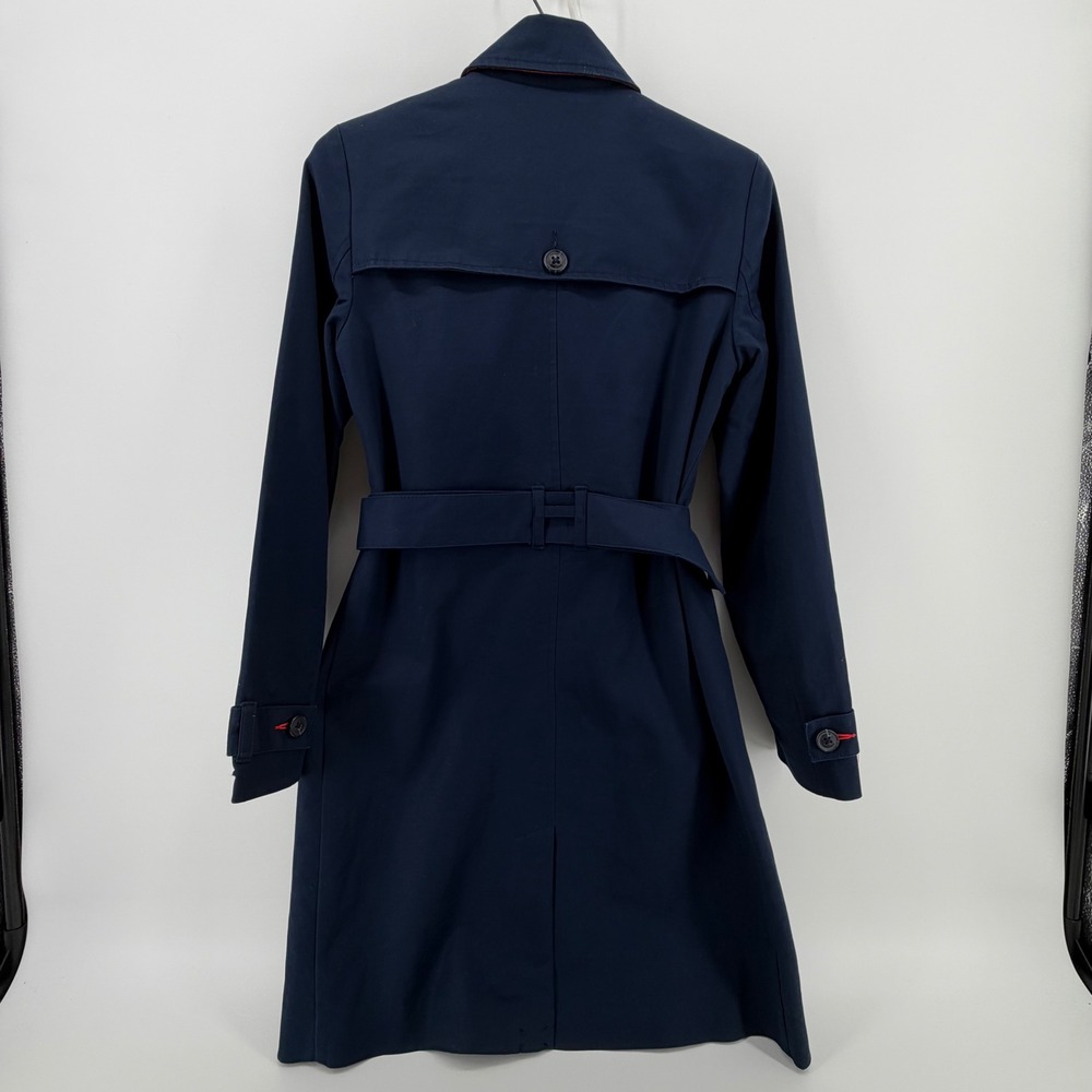 Tommy Hilfiger Navy Double Breasted‎ Trench Coat Belted Size S/P - Picture 4 of 14